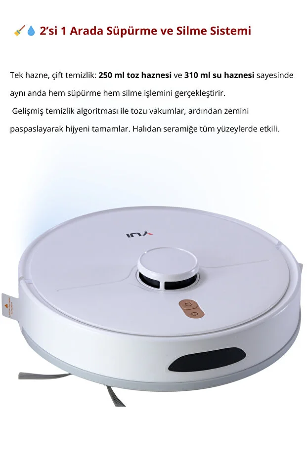 Yui RS16 Pro Max 15.000 Pa Pet Kit Akıllı Robot Vacuum & Mop Süpürge Beyaz